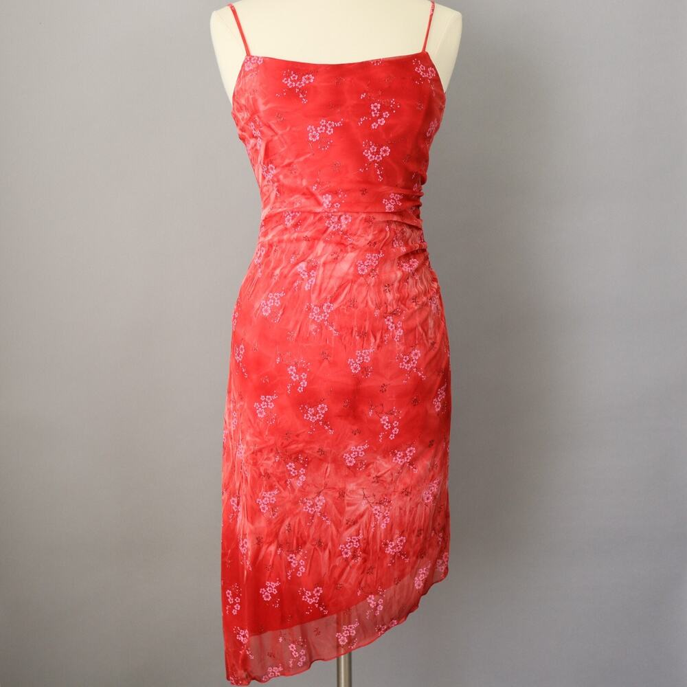 Y2k Dress Medium Red Floral Cherry Blossoms Party Prom